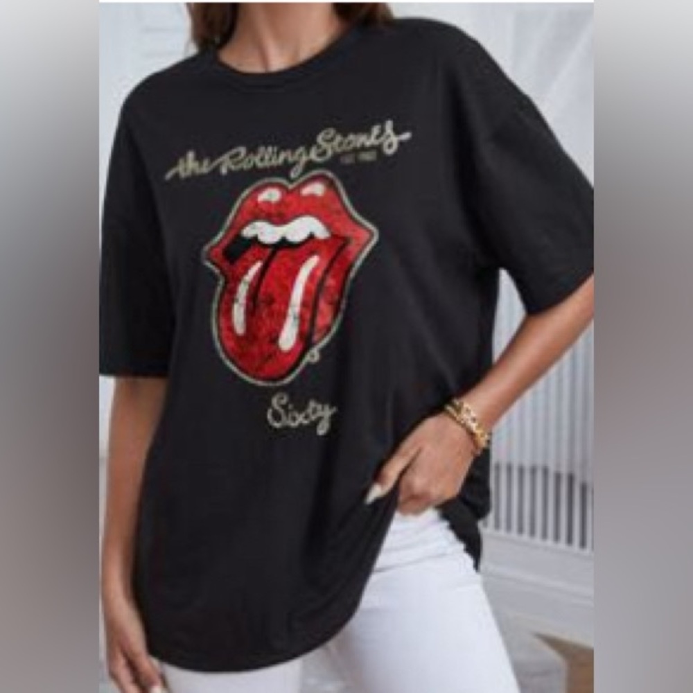 The Rolling Stones Black and Red Short Sleeve Tee